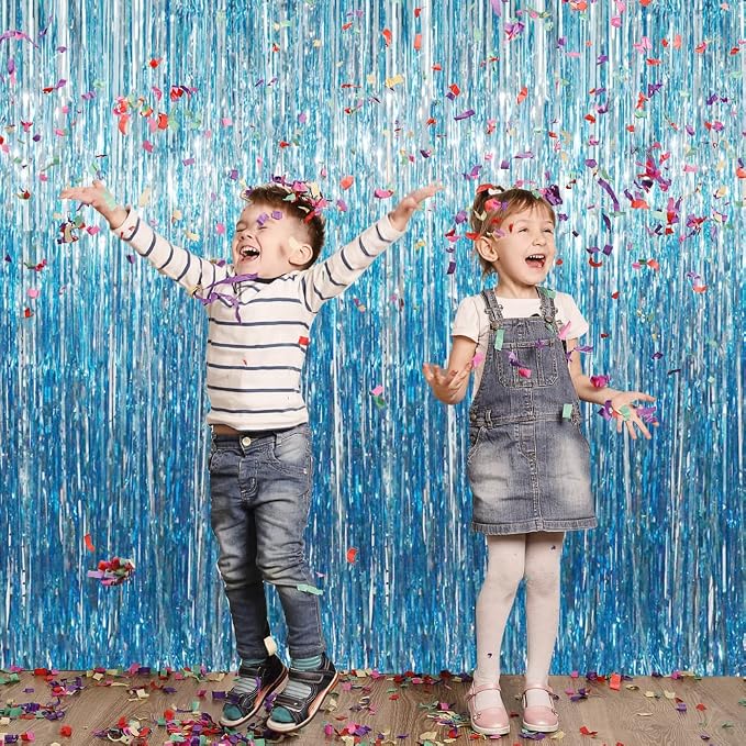 GOER 3.2 ft x 8.2 ft Metallic Tinsel Foil Fringe Curtains Party Photo Backdrop - Image 3