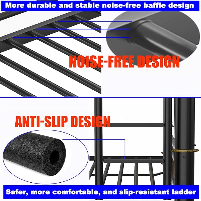 Upgraded Version Thicken Metal Heavy-Duty Full XL Over Queen Bunk Bed, Best - Image 4