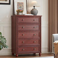 Farmhouse 5 Drawers Dresser for Bedroom, Wood 45" Tall Dressers Chest of Drawers by RWYHG