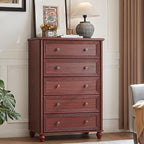 Farmhouse 5 Drawers Dresser for Bedroom, Wood 45" Tall Dressers Chest of Drawers by RWYHG