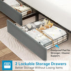 Queen Upholstered LED Bed Frame - Image 4