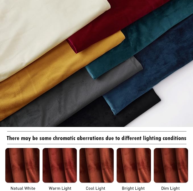 RYB Home Rust Red Velvet Curtains 90 inches Long, Thermal Insulated Panel - Image 6