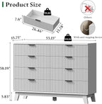 Fluted Dresser with 8 Drawers, Wooden Dresser TV Stand, Wood Closet Clothes - Image 2