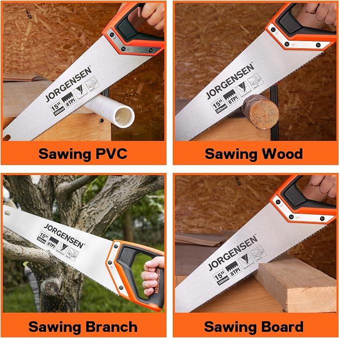 JORGENSEN 15 Inch Pro Hand Saw, 8 TPI Fine-Cut Ergonomic Non-Slip Aluminum - Image 9