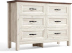 LINSY HOME 6 Drawers Dresser for Bedroom, Modern Farmhouse Dresser TV Stand by LINSYHOME
