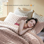 LEAONME Velvet Quilt California King-118''x106'', Lightweight Dusty Pink - Image 3
