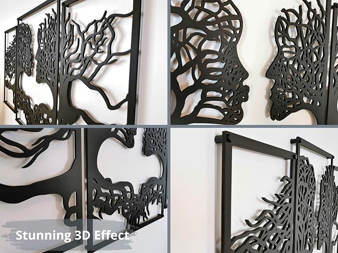 VAILLA Tree of Life Wall Wooden Art Abstract Tree Man Woman Face Large 3D - Image 5