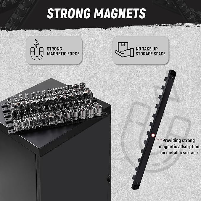 ALOANES Magnetic Socket Organizer Set, 3-Piece Heavy Duty Aluminum Socket - Image 3