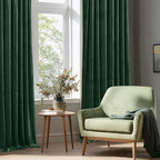 StangH Luxury Green Curtains Velvet Blackout Bedroom Window Drapes 90 inches - Image 7