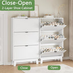 Shoe Cabinet with 3 Flip Drawers, Hidden Slim Wooden Shoe Rack Cabinet - Image 5