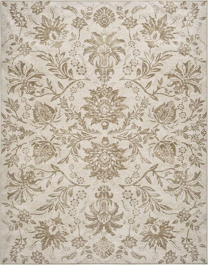 jinchan Torino Floral 5x7 Area Rugs, Vintage-Inspired Neutral Design Accent Rug - Image 9