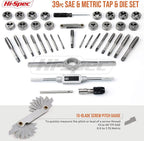 Hi-Spec 39 Piece SAE & Metric Tap & Die Set. Complete M3 to M12 / #4 to 1/2in - Image 2