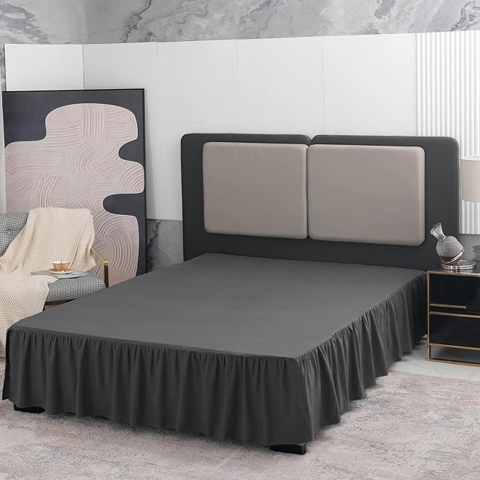 TSUTOMI Black Bed Skirt King Size Ruffled Bed Skirt - Image 3