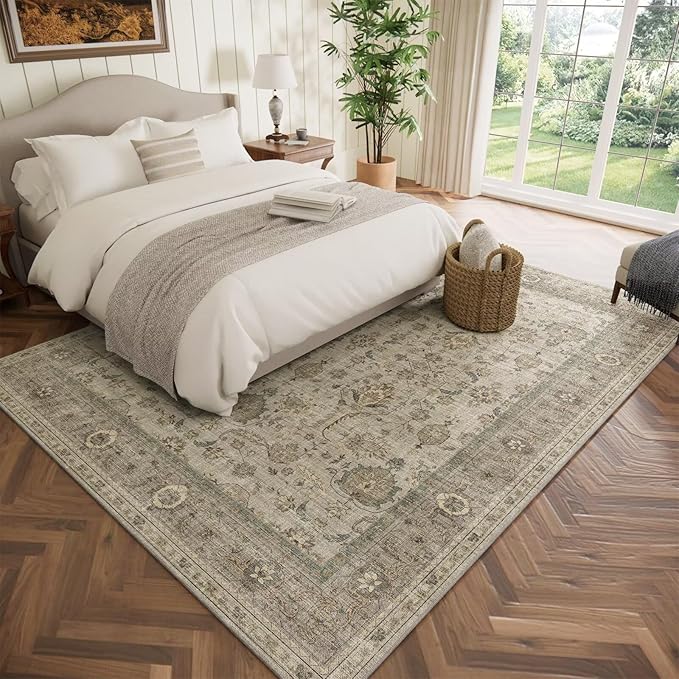 Washable 6x9 Area Rugs for Living Room, Boho Non-Slip Vintage Distress Large - Image 2