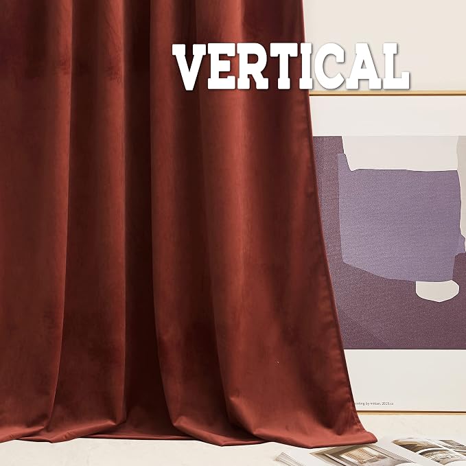 RYB Home Rust Red Velvet Curtains 90 inches Long, Thermal Insulated Panel - Image 4