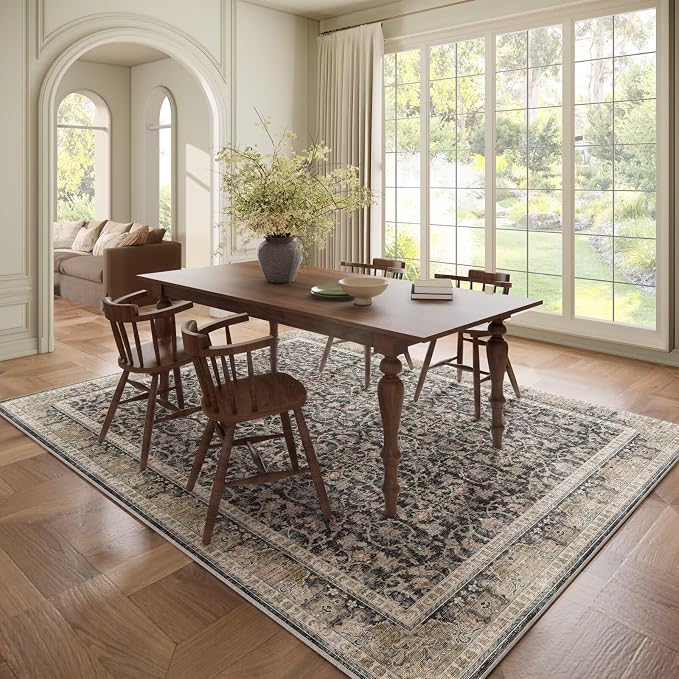 Washable 6x9 Area Rugs for Living Room, Boho Non-Slip Vintage Distress Large - Image 3