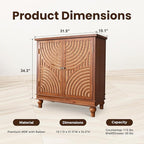 PHI VILLA Accent Cabinet with Door, Small Buffet Sideboard Cabinet with Rattan - Image 2