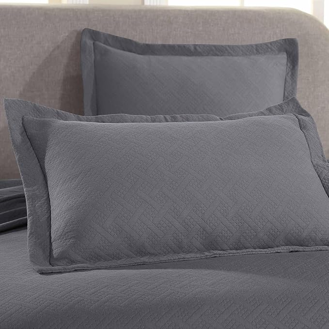 Superior 3 Piece Basketweave Cotton Bedspread Set, Home Bed Decor, Decorative - Image 4