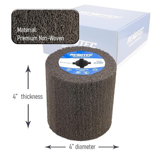4"x4", Non-Woven Polishing Wheel, Very Fine Grit 280, 4 Pk, - Image 4