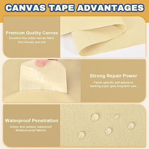 Canvas Repair Tape, 16 x 63 Inch Waterproof Heavy Duty Fabric Tape - Image 2