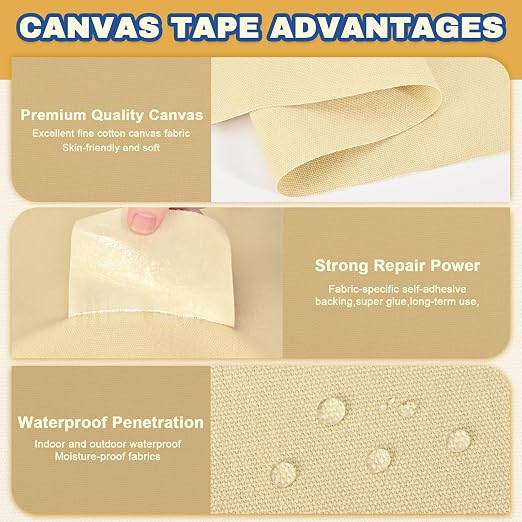 Canvas Repair Tape, 16 x 63 Inch Waterproof Heavy Duty Fabric Tape - Image 2