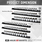 ALOANES 6-Piece Magnetic Socket Organizer, Heavy Duty Aluminum Socket Rails - Image 2