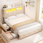 Queen Upholstered LED Bed Frame by JOCOEVOL