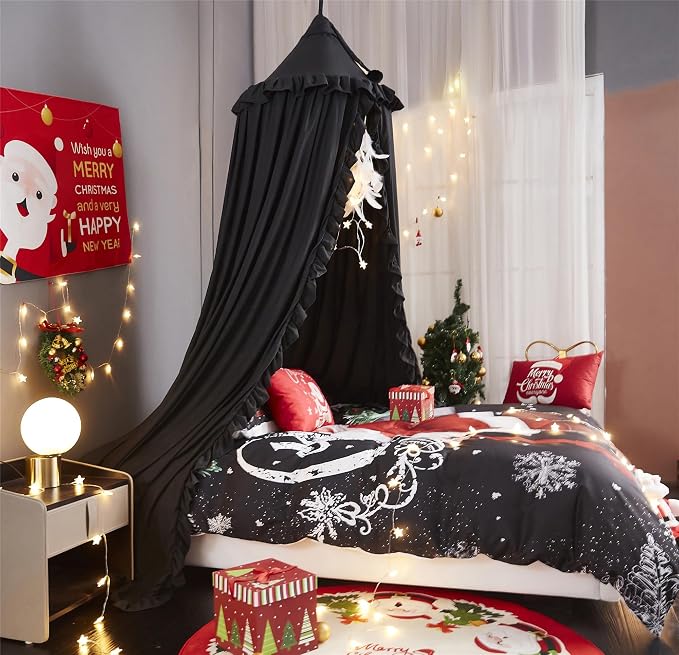 VETHIN Bed Canopy for Girls, Princess Round Dome Dreamy Mosquito Net Bedding - Image 3