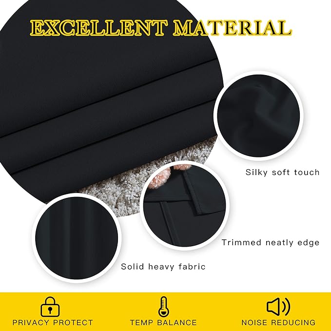 NICETOWN Black Blackout Curtains 40 inch Curtains - Image 4