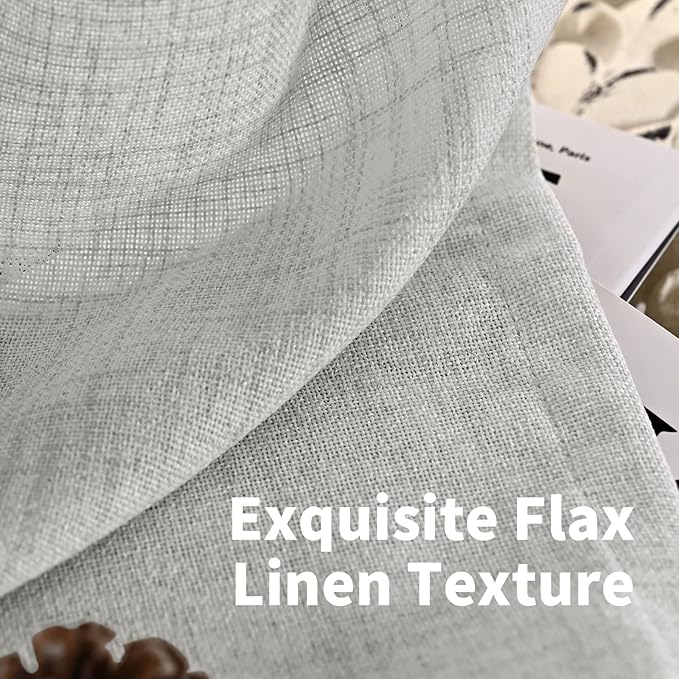 YoungsTex Light Grey Linen Curtains 68 Inch Length - Image 4