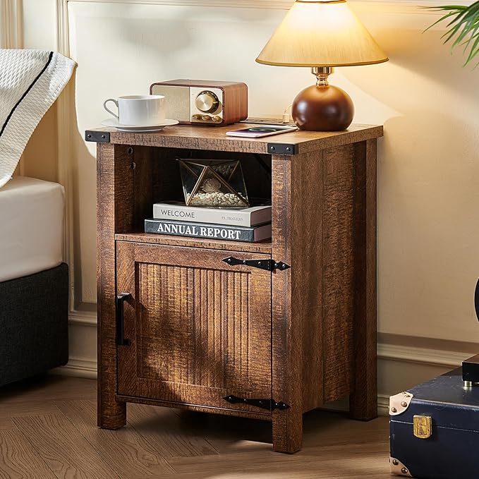 Joaxswe Night Stand Set of 2, 18 Inch Farmhouse Nightstand - Image 2