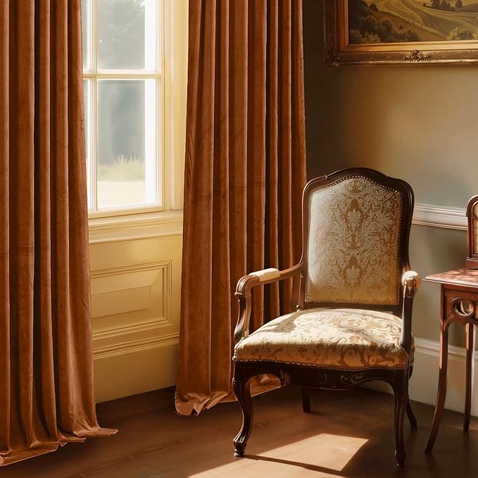StangH Burnt Orange Curtains for Halloween Home Decoration Luxury Velvet Room - Image 7