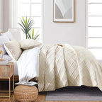 Yiran Quilt King Size Beige Summer Bedspreads Bedding Set 3 Pieces Thin - Image 4
