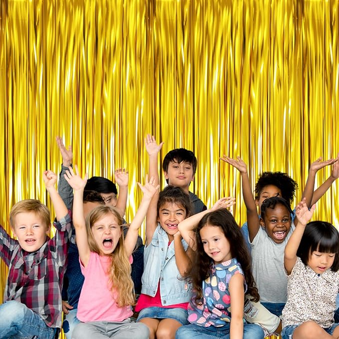 GOER 3.2 ft x 9.8 ft Metallic Tinsel Foil Fringe Curtains Party Photo Backdrop - Image 3