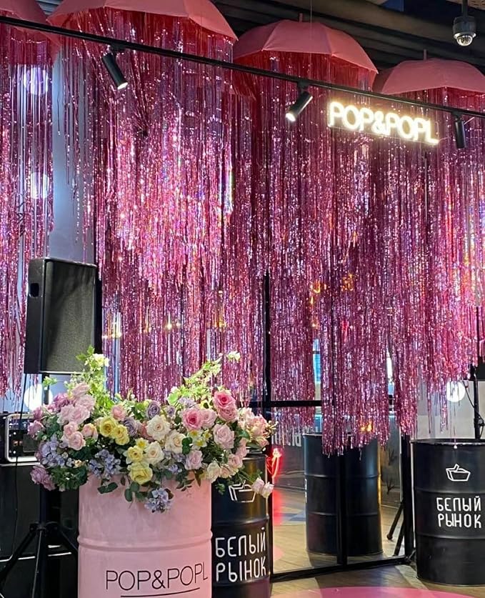 GOER 3.2 ft x 8.2 ft Metallic Tinsel Foil Fringe Curtains Party Photo Backdrop - Image 5