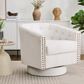 Swivel Barrel Accent Chair, Round Nailhead Chenille Fabric Living Room Arm by ErdoruLiving