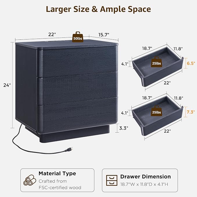 ACCOHOHO 22" Modern Nightstand Set of 2 - Image 3