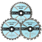 KEENTECH 6-1/2 Inch Woodworking Circular Saw Blade 18T 24T 40T 3-Pack, Tungsten by KEENTECH