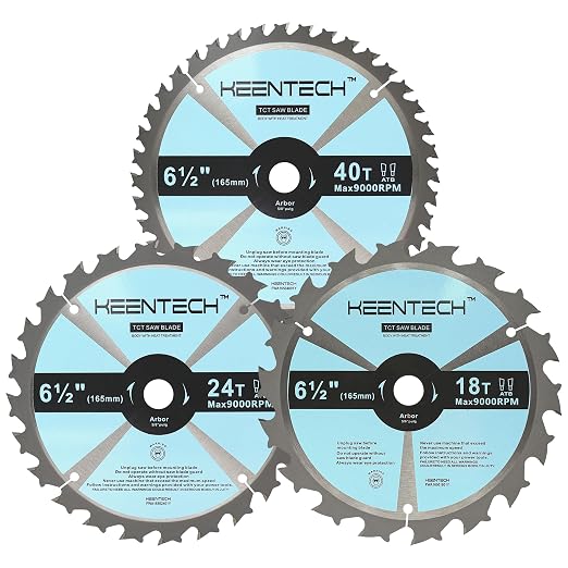 KEENTECH 6-1/2 Inch Woodworking Circular Saw Blade 18T 24T 40T 3-Pack, Tungsten by KEENTECH