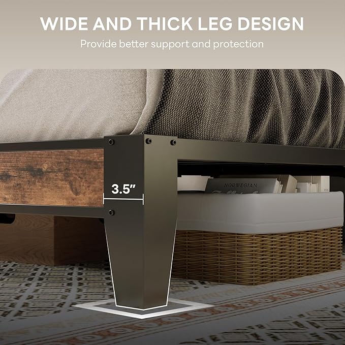 LIKIMIO Full XL Bed Frame, Storage Headboard - Image 8