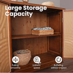 PHI VILLA Accent Cabinet with Door, Small Buffet Sideboard Cabinet with Rattan - Image 4