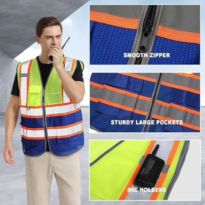 BeautyWill Custom Logo 10/20 Pack Safety Vest Class2 High Visibility Vest - Image 3