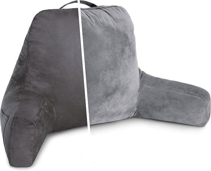Husband Pillow Aspen Iron Grey, Reading Pillow Bed Rest Chair, Two-Sided by HusbandPillow
