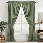 StangH Sage Green Nursery Curtains 90 inches Long Living Room Velvet Thermal - Image 2