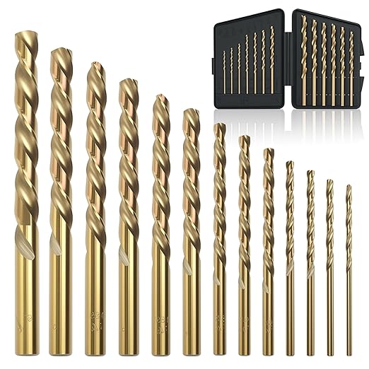 BeHappy 13Pcs Cobalt Drill Bit Set, M35 HSS, 135 Degree Tip, Twist Jobber Length by BeHappy
