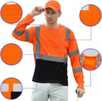 AYKRM Safety T Shirt Reflective High Visibility hi vis Long Sleeve T Shirt - Image 2