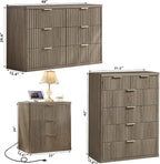 LEYAOYAO Fluted Dressers & Nightstand Set of 4, Wood 48" Wide Dresser & 42" - Image 3