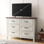 LINSY HOME 6 Drawers Dresser for Bedroom, Modern Farmhouse Dresser TV Stand - Image 2