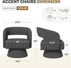 Swivel Accent Chair, Modern Comfy Chenille Barrel Chairs, Oversized Upholstered - Image 2