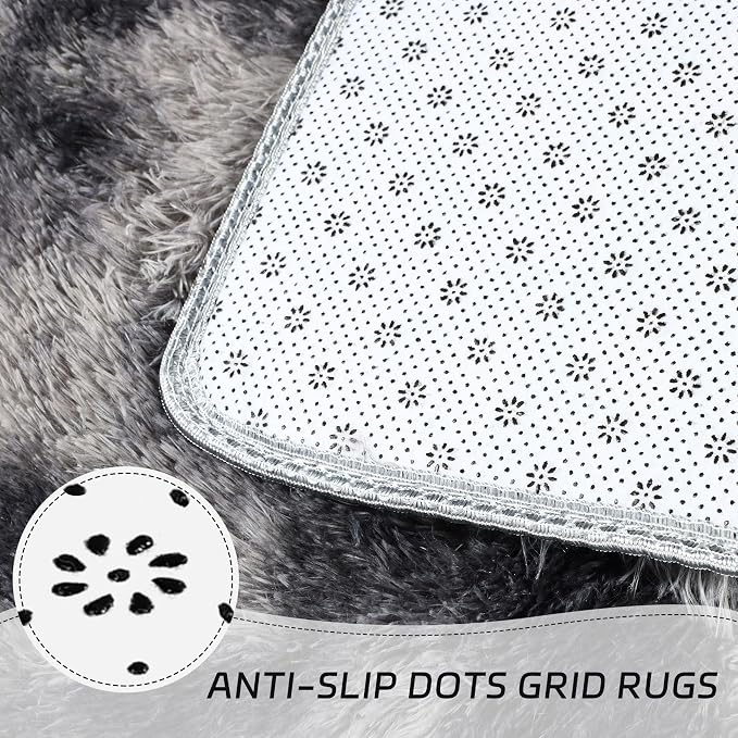 duduta Grey Plush Area Rugs for Bedroom 5x8 ft, Fluffy Carpet for Living Room - Image 6